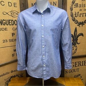 Hugo Boss Cotton and Linen Chambray Shirt, M